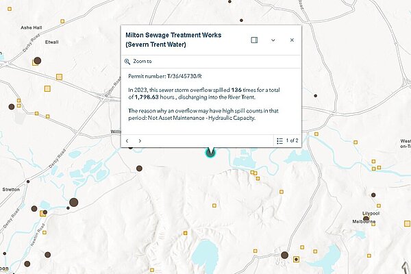 Map of sewage discharges