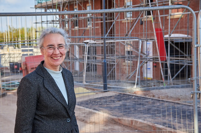 Lucy Care visiting a housing development in Derby